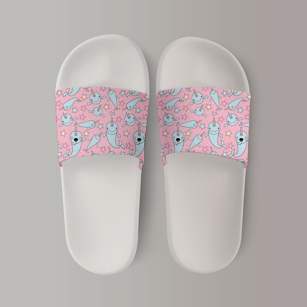 Cartoon Narwhal Pink Bubble Sandal