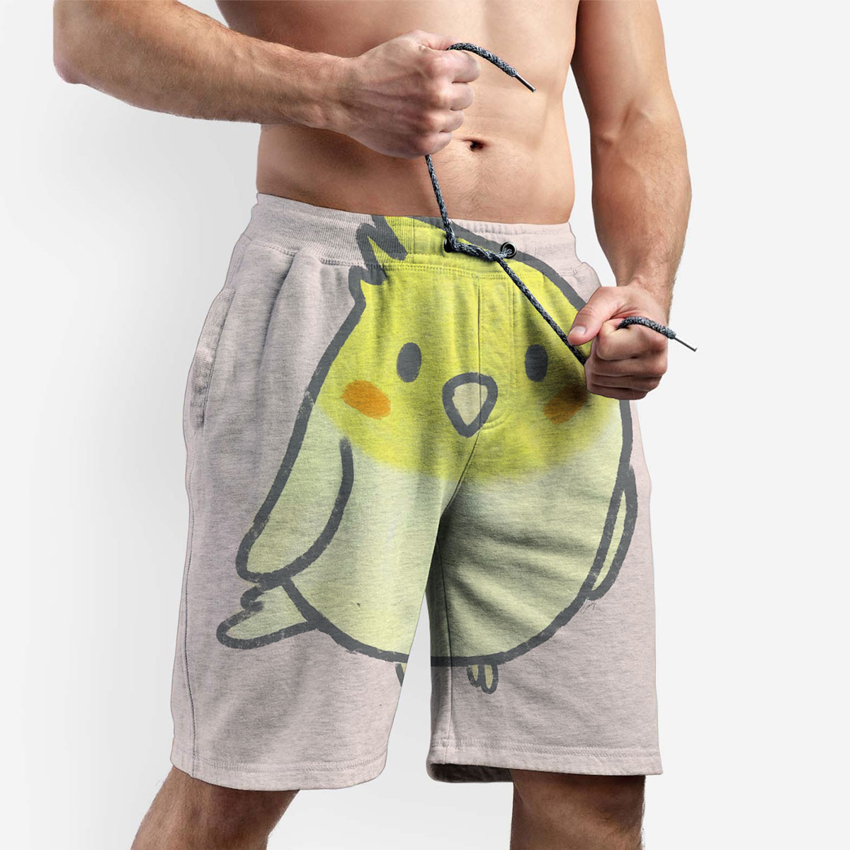 Cartoon Yellow Cockatiel Shorts