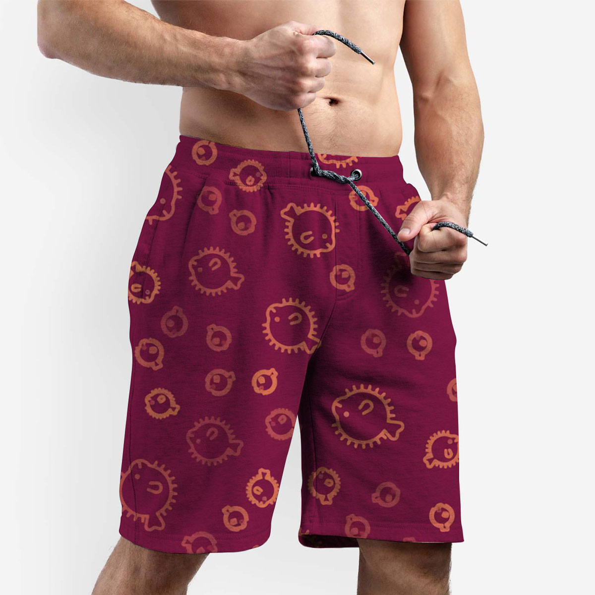 Funny Red Puffer Fish Shorts
