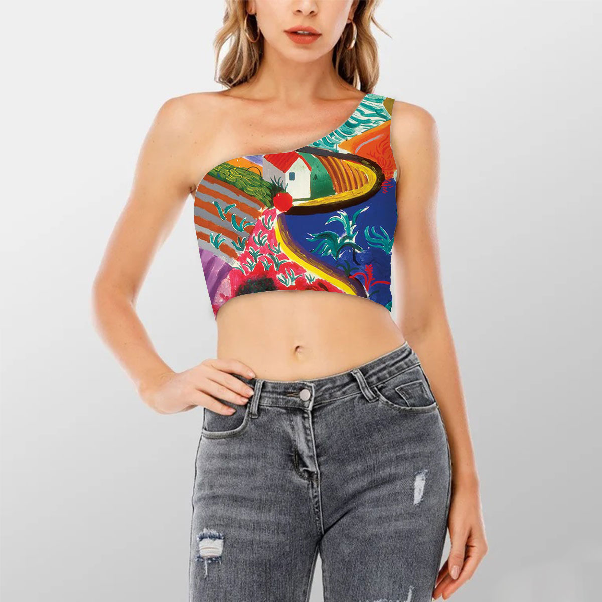 Colorful Canyon Shoulder Cropped Top
