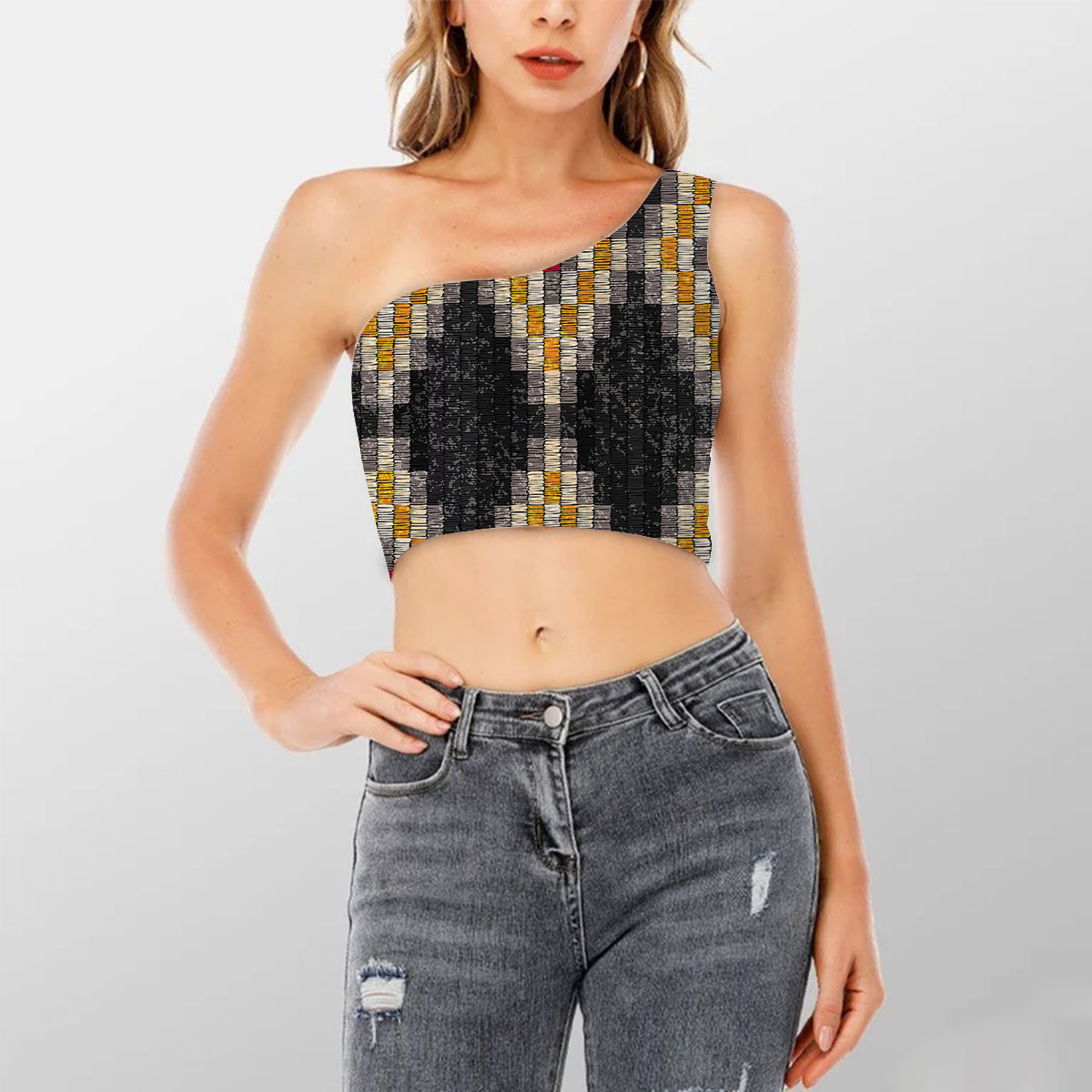 Embroidered Bohemian Style Shoulder Cropped Top