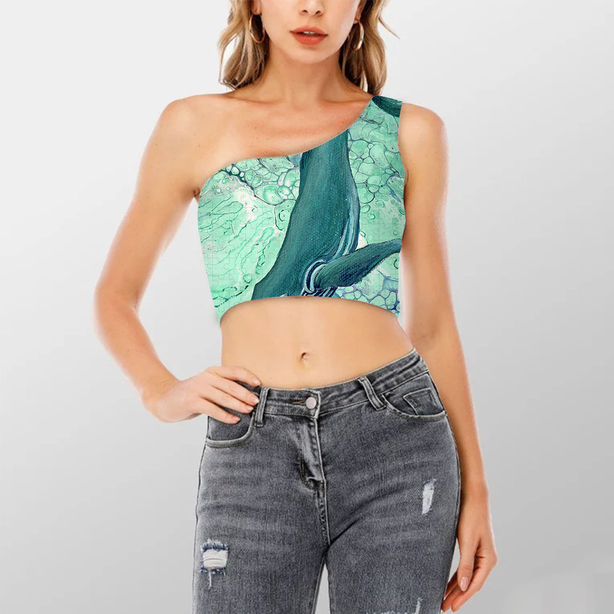 Humpback Whale Shoulder Cropped Top