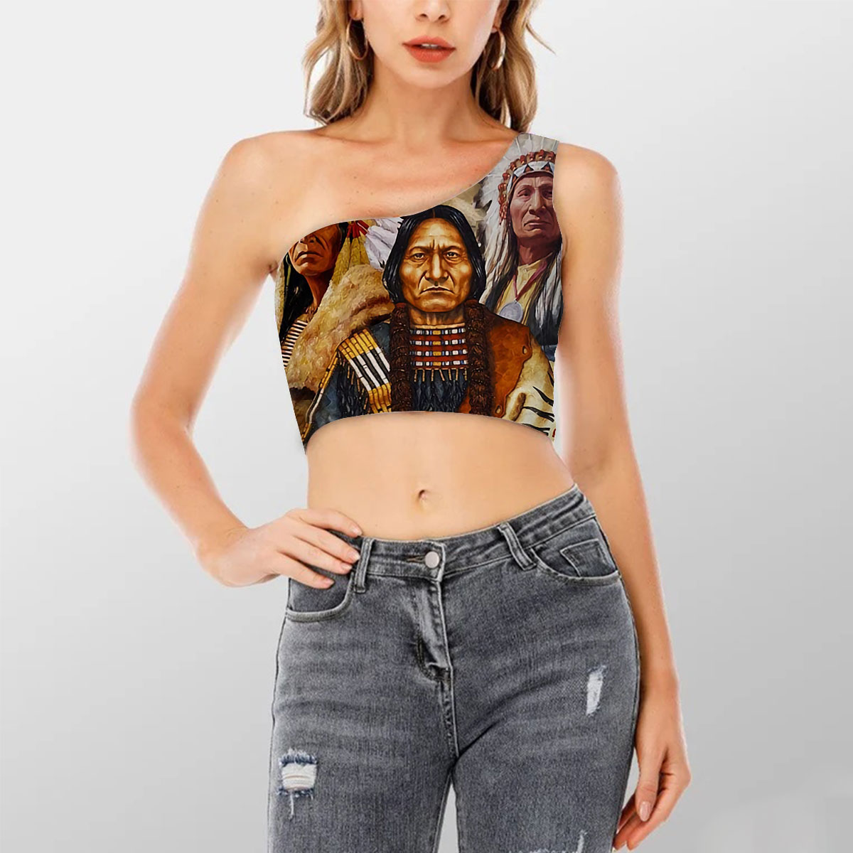 Indigenous Native American Shoulder Cropped Top