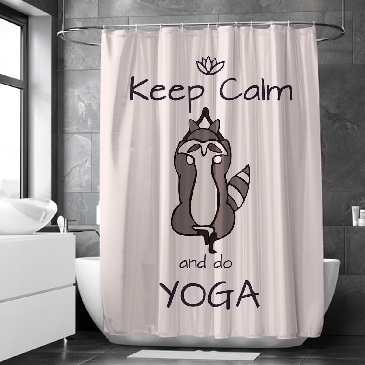 Calm And Yoga Raccoon Shower Curtain