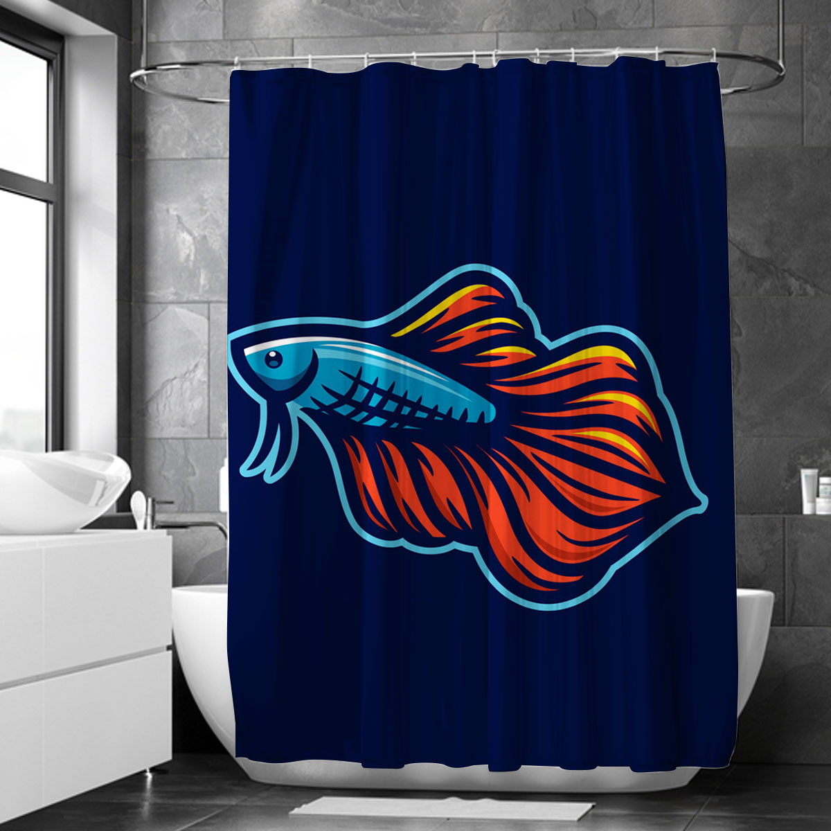 Cartoon Betta Fish Shower Curtain