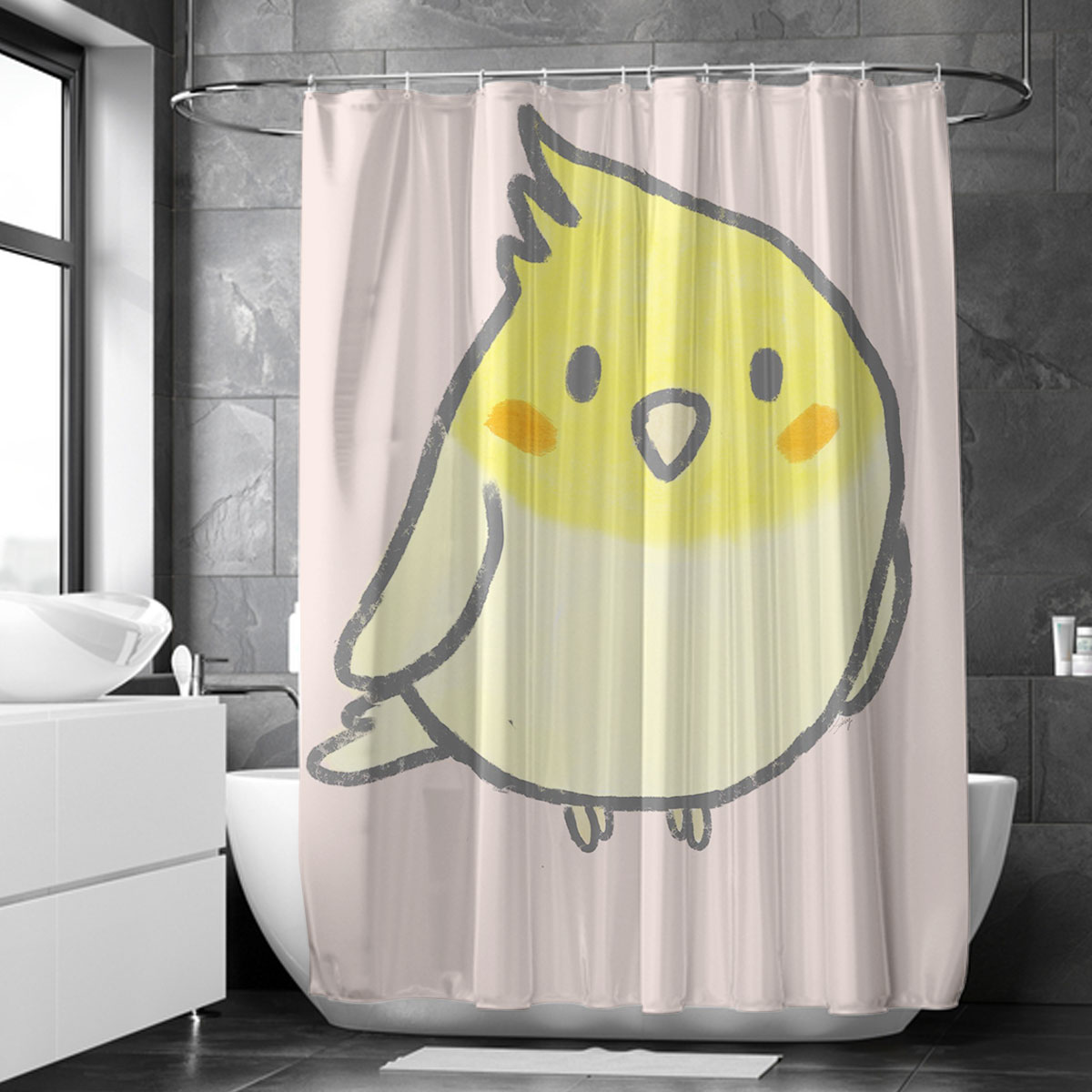 Cartoon Yellow Cockatiel Shower Curtain