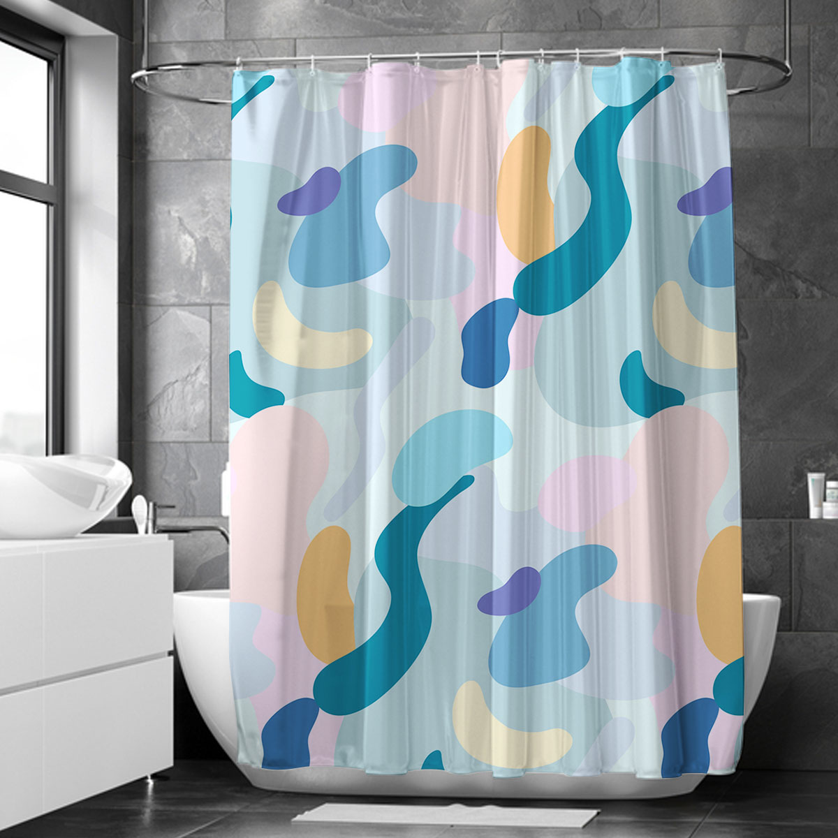 Colorful Abstract Minimalist Shower Curtain