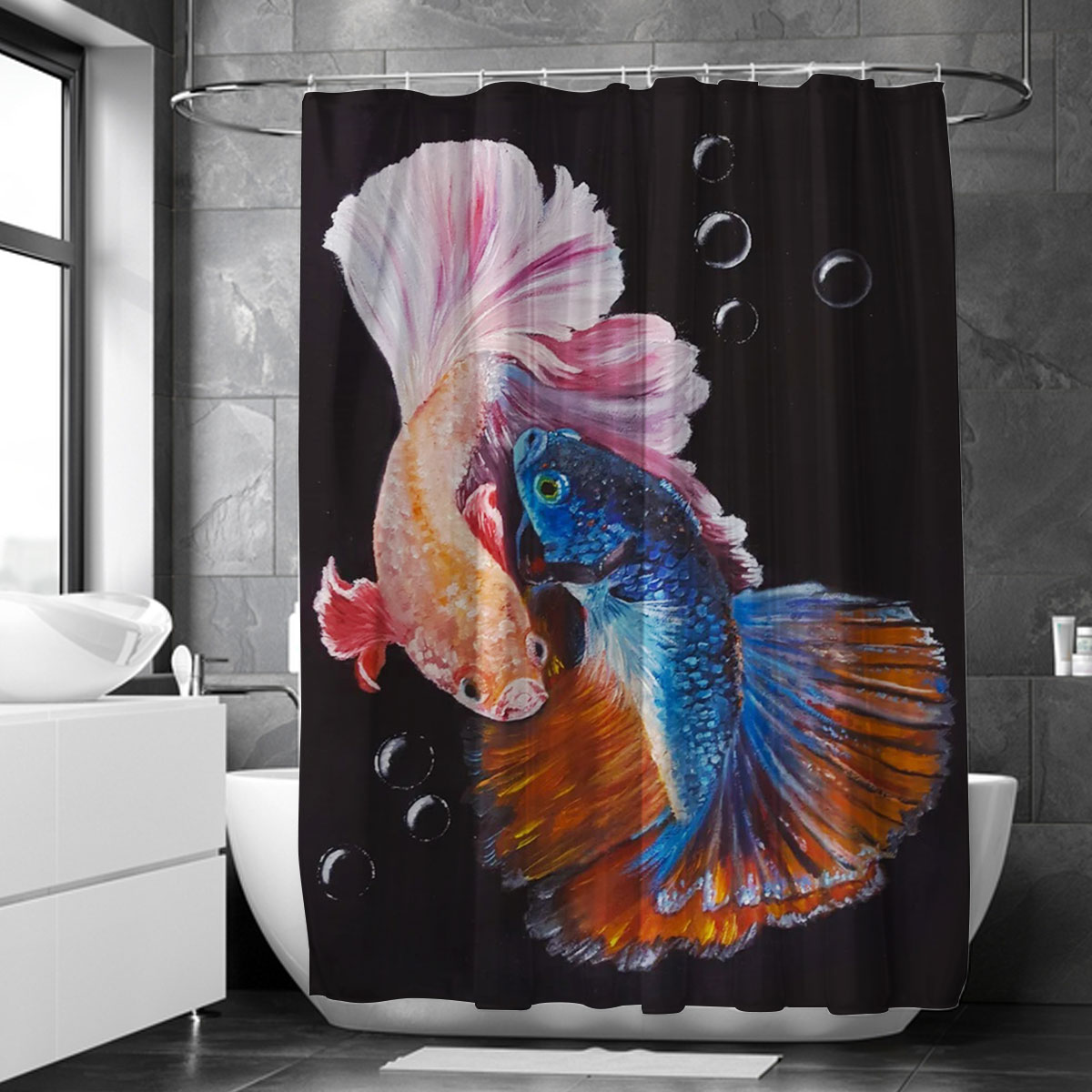 Colorful Couple Betta Fish Shower Curtain