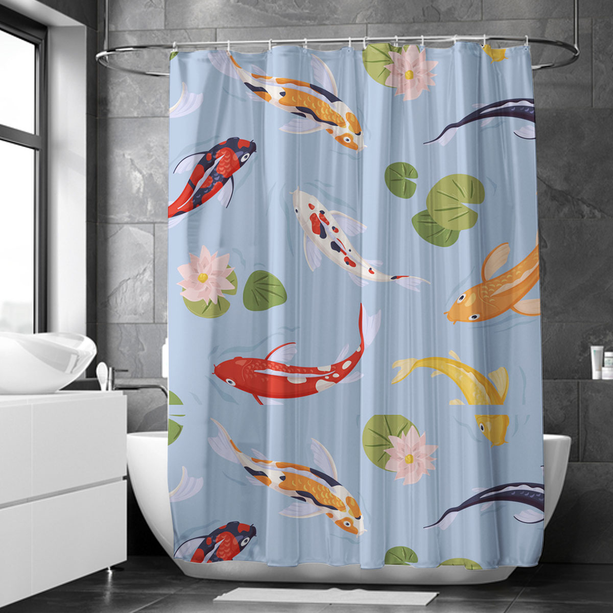 Colorful Koi Fish Shower Curtain