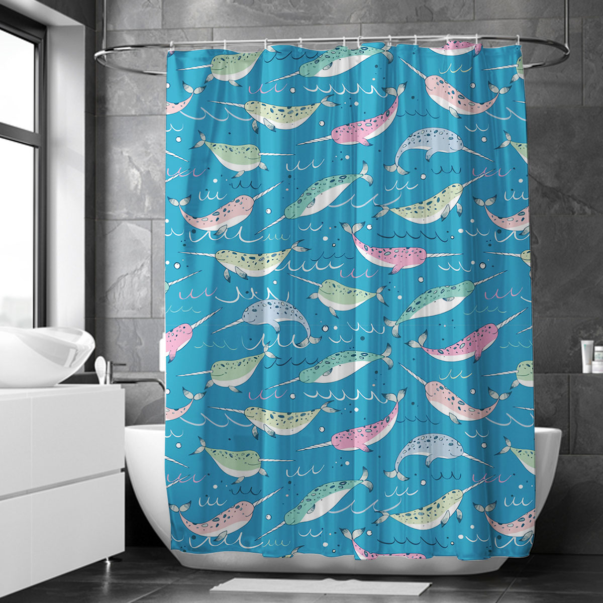 Colors Narwhal Shower Curtain