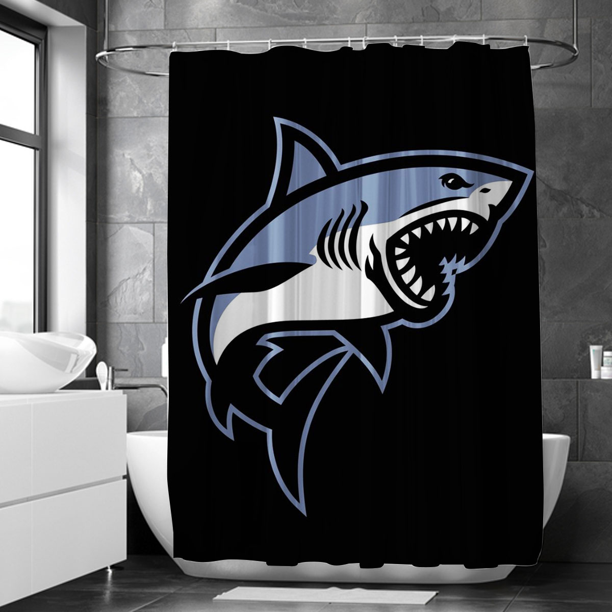 Crazy Great White Shark Shower Curtain