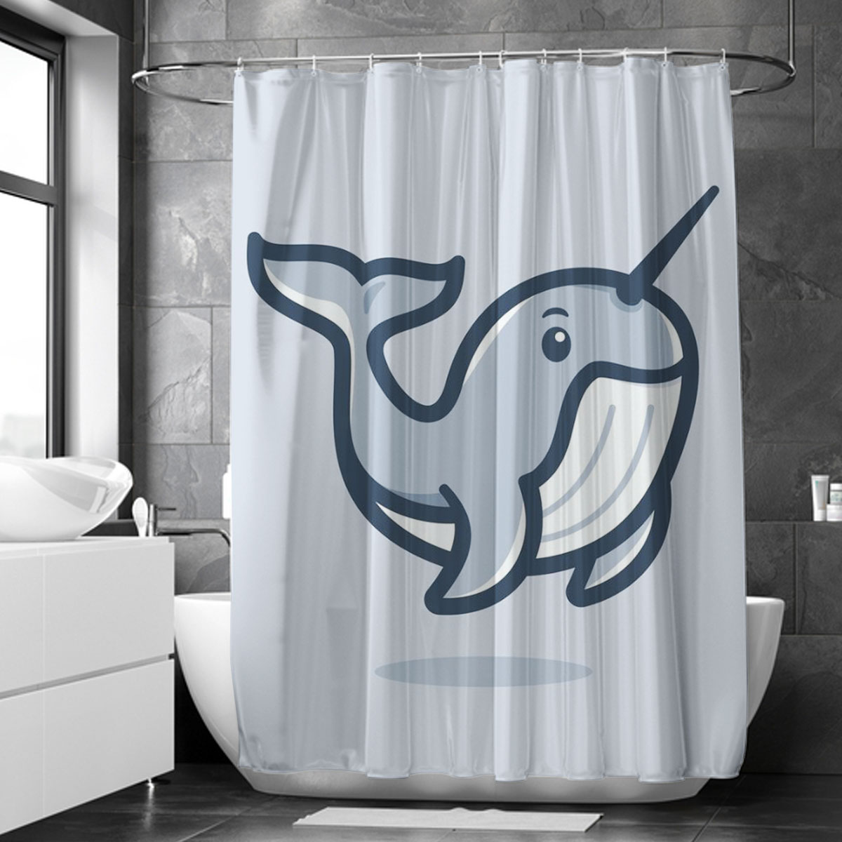 Cute Narwhal Shower Curtain