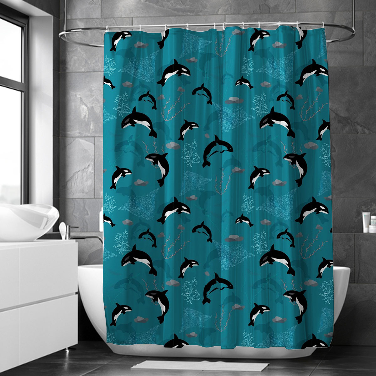 Deep Sea Orca Shower Curtain