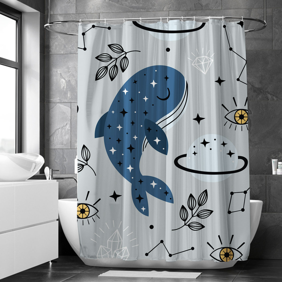 Dreamy Blue Whale Shower Curtain
