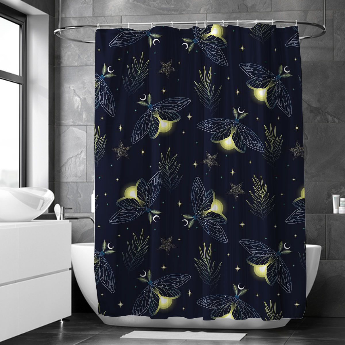 Dreamy Night Fireflies Shower Curtain
