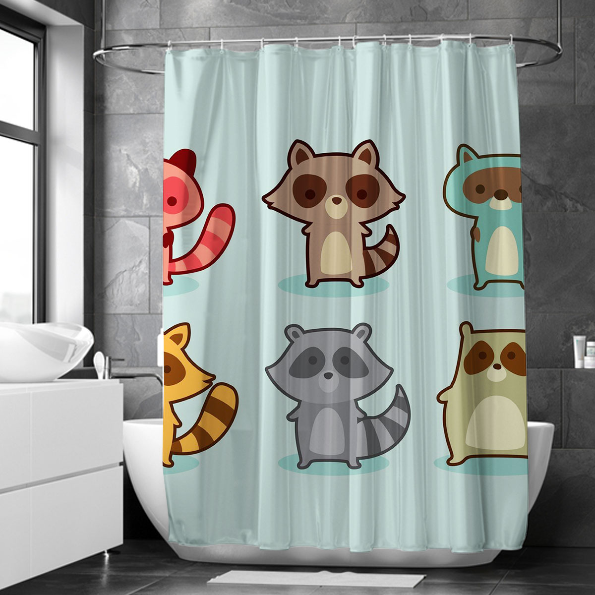 Family Raccoon Shower Curtain