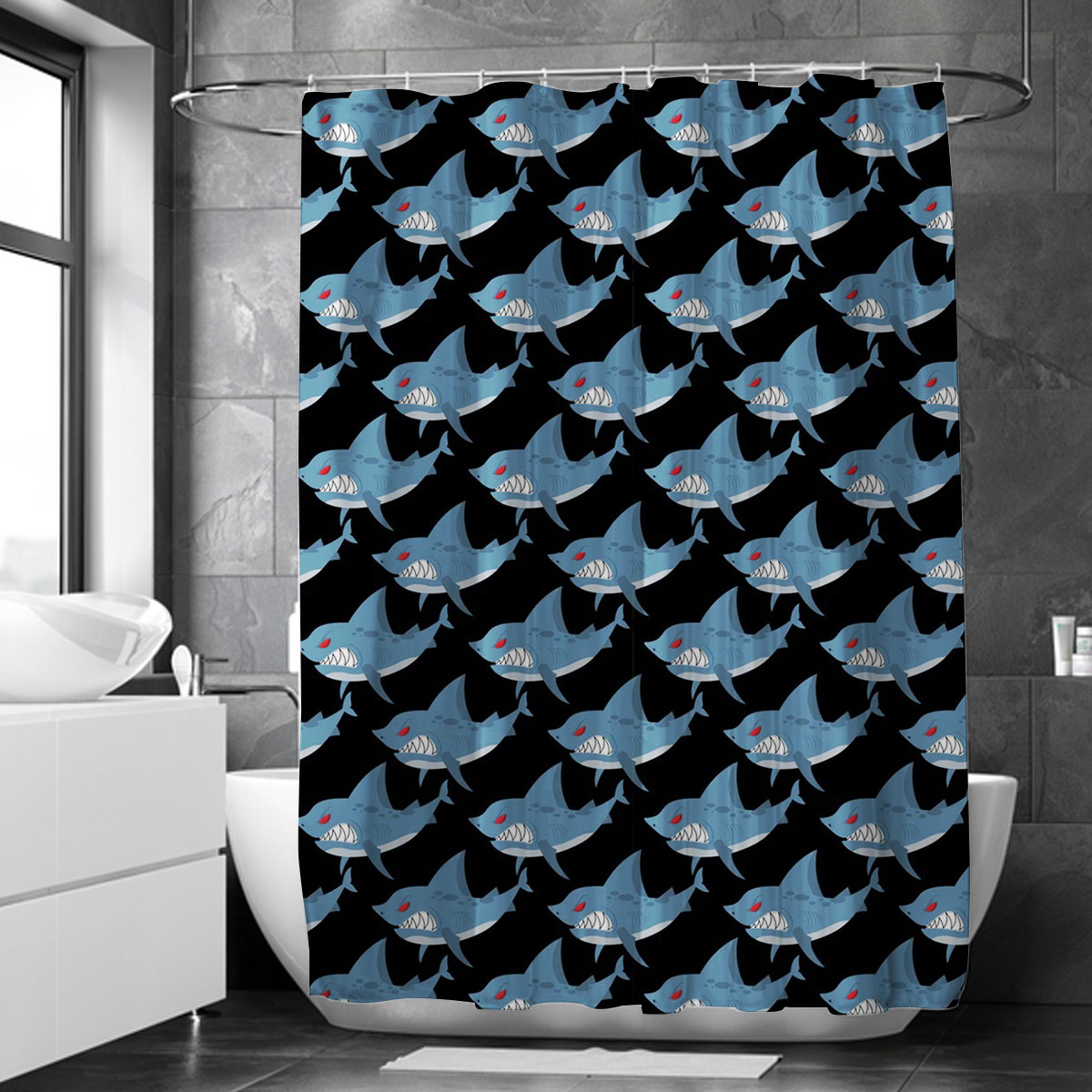 Ferocious Great White Shark Shower Curtain