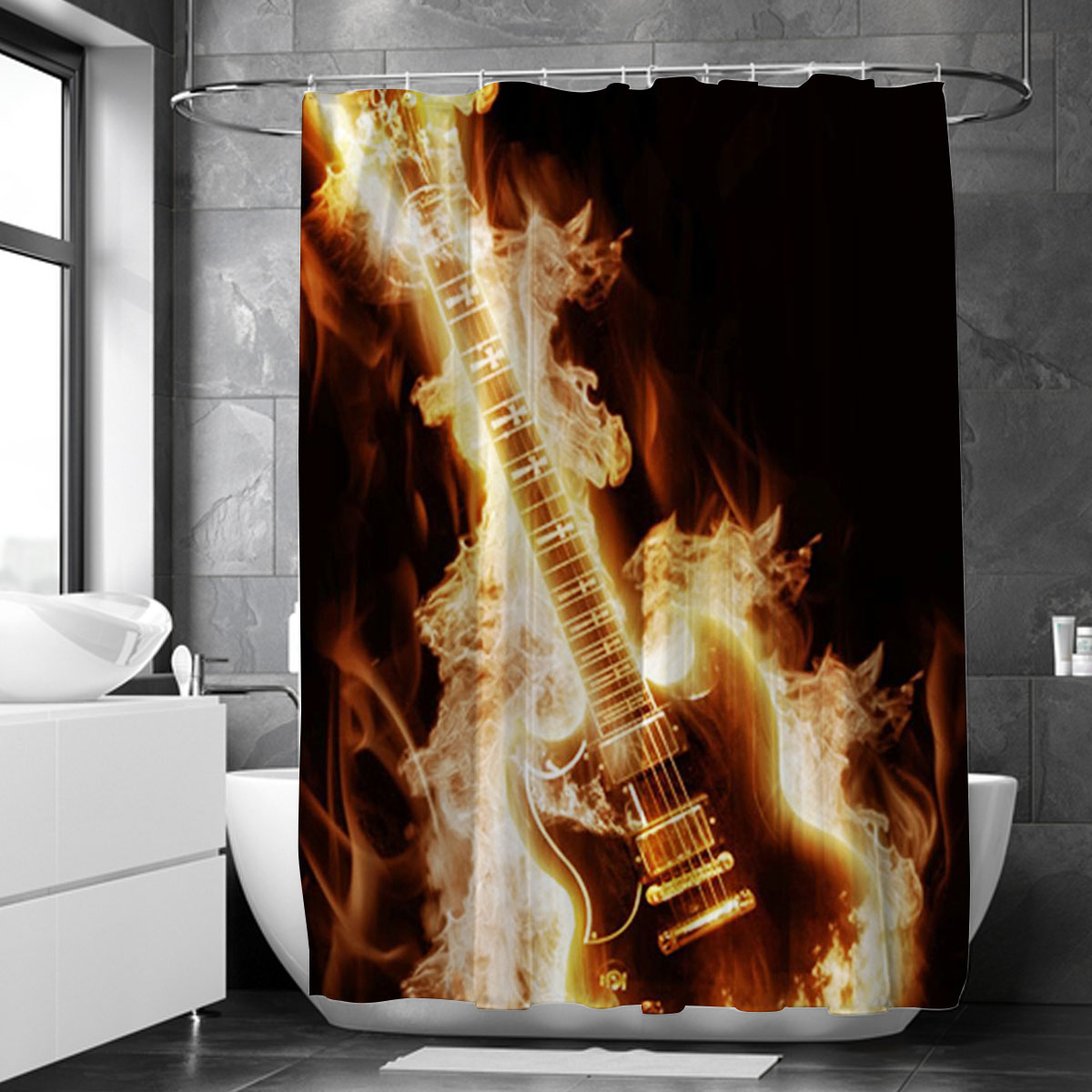 Fire Guitar Shower Curtain