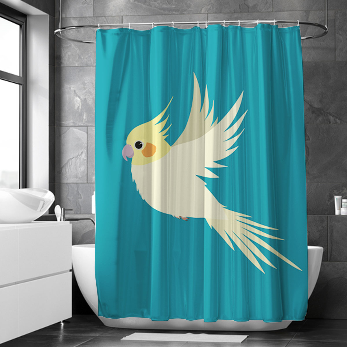 Flying Cockatiel Shower Curtain