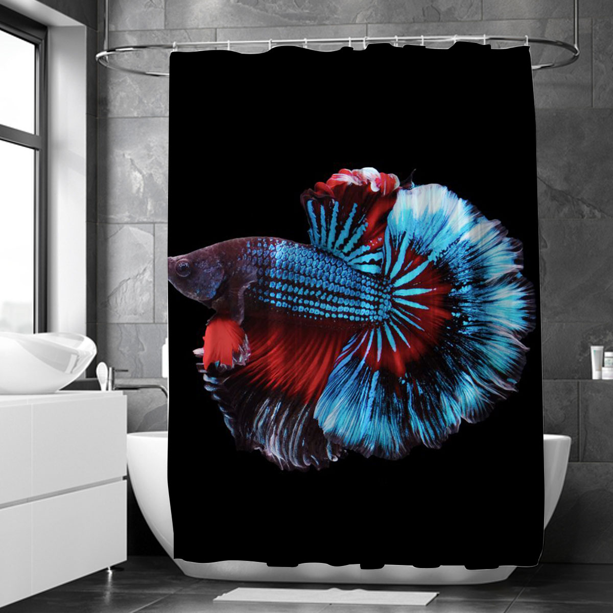 Glowing Betta Fish Shower Curtain