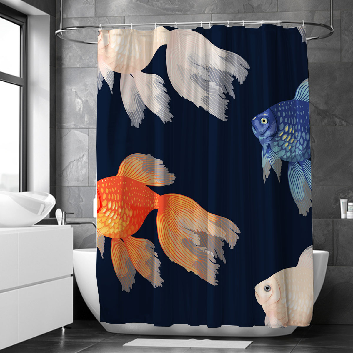 Goldfish Monogram Shower Curtain