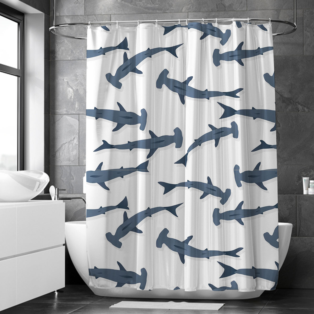 Grey Hammerhead Shark Shower Curtain