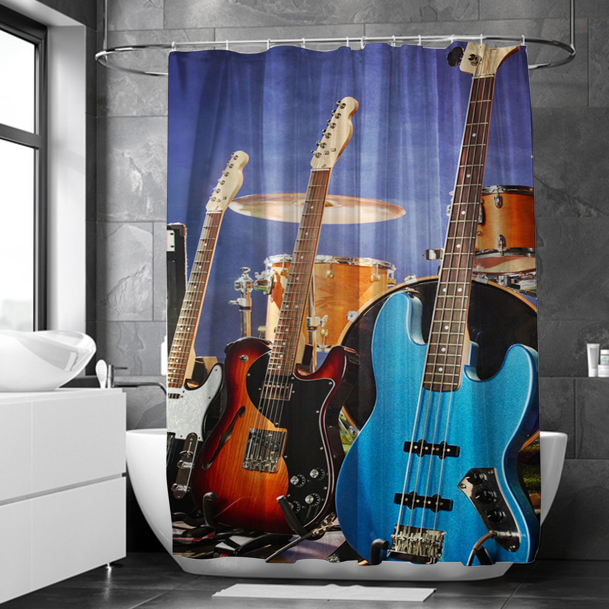 Hippie Electric Guitar Shower Curtain