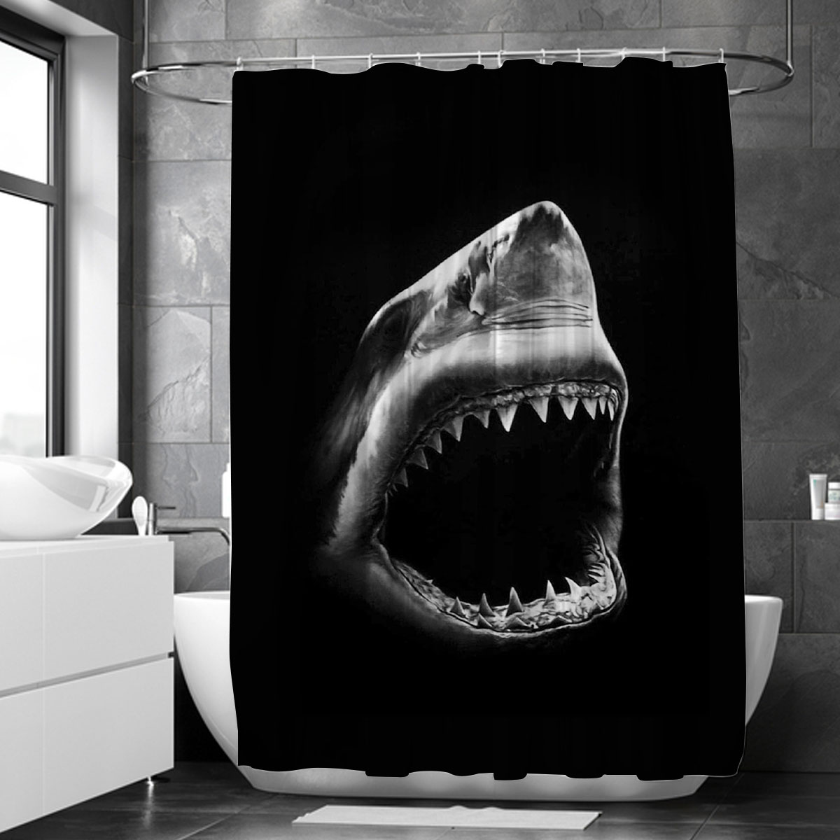 Jaw Great White Shark Shower Curtain
