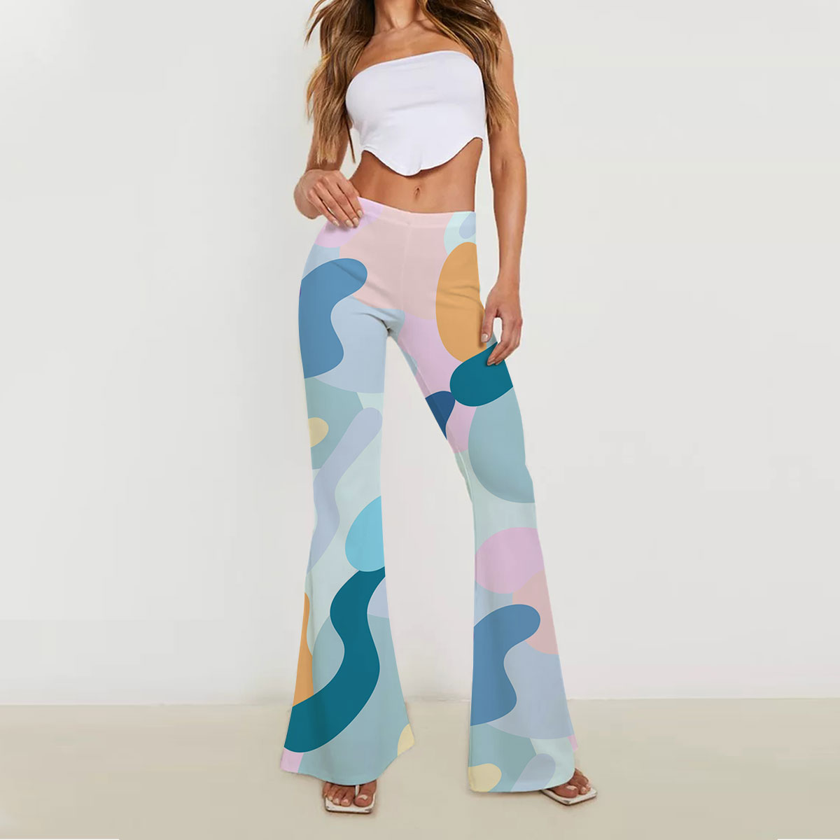 Colorful Abstract Minimalist Skinny Flare Pants