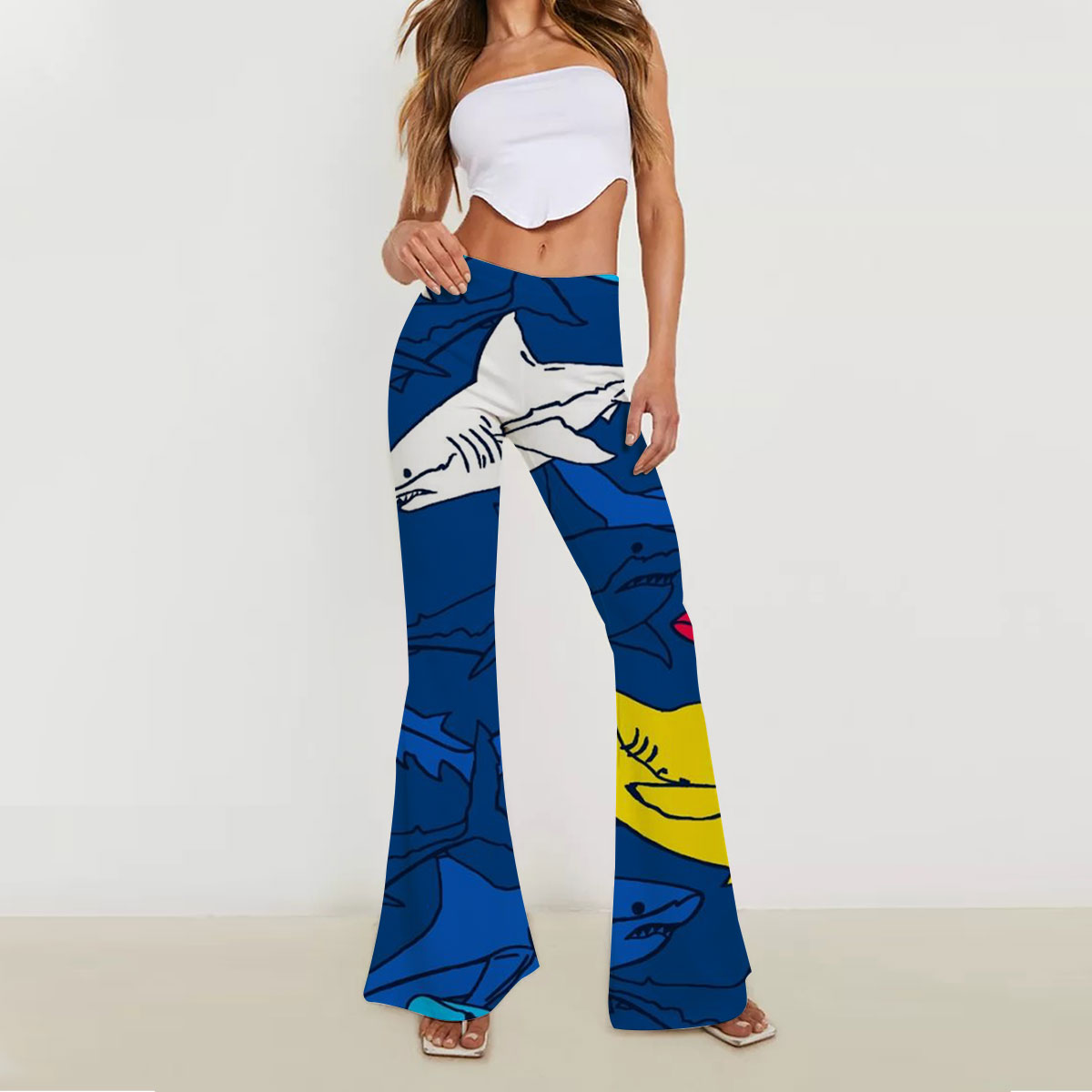 Colorful Great White Shark Skinny Flare Pants