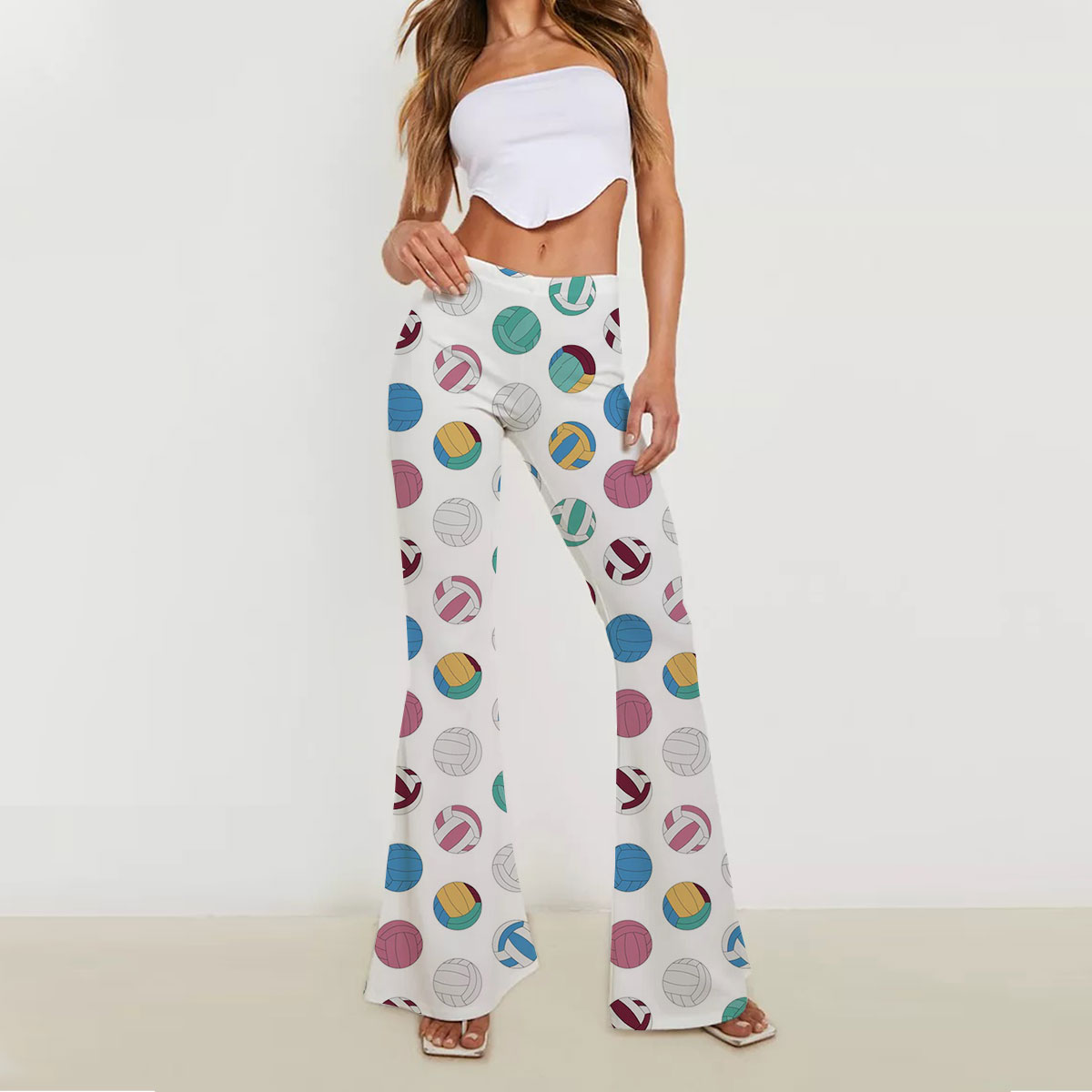 Colorful Volleyball Skinny Flare Pants