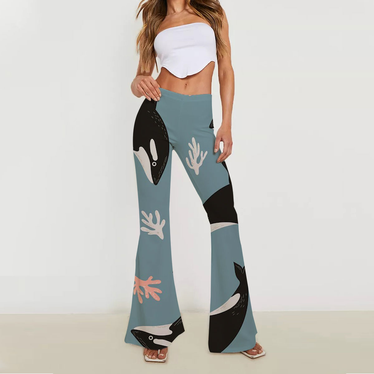 Coral Orca Skinny Flare Pants