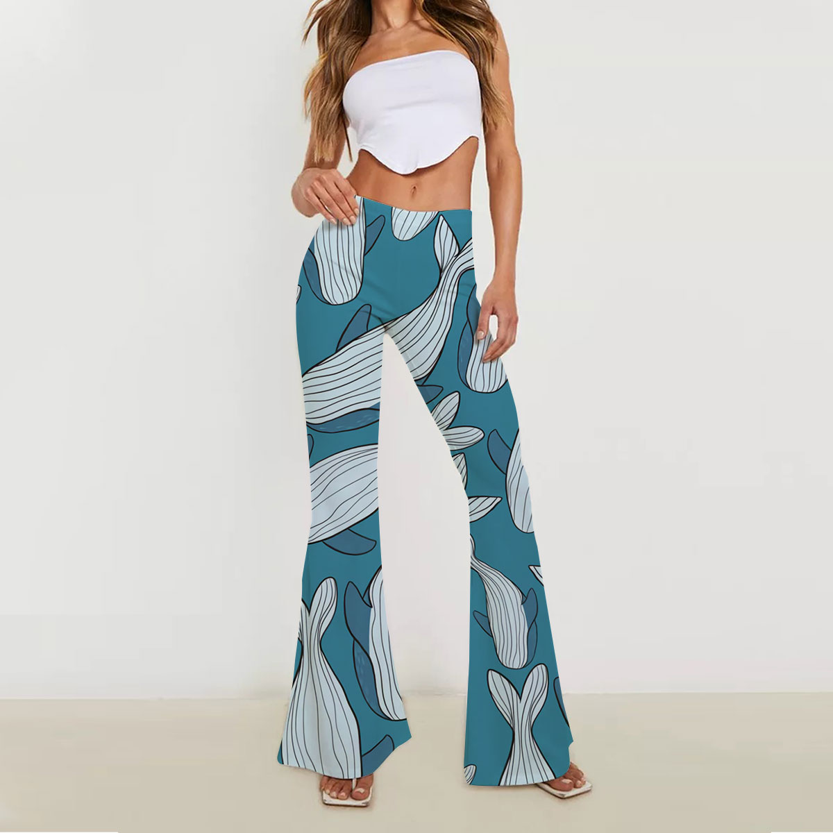 Family Blue Whale Skinny Flare Pants