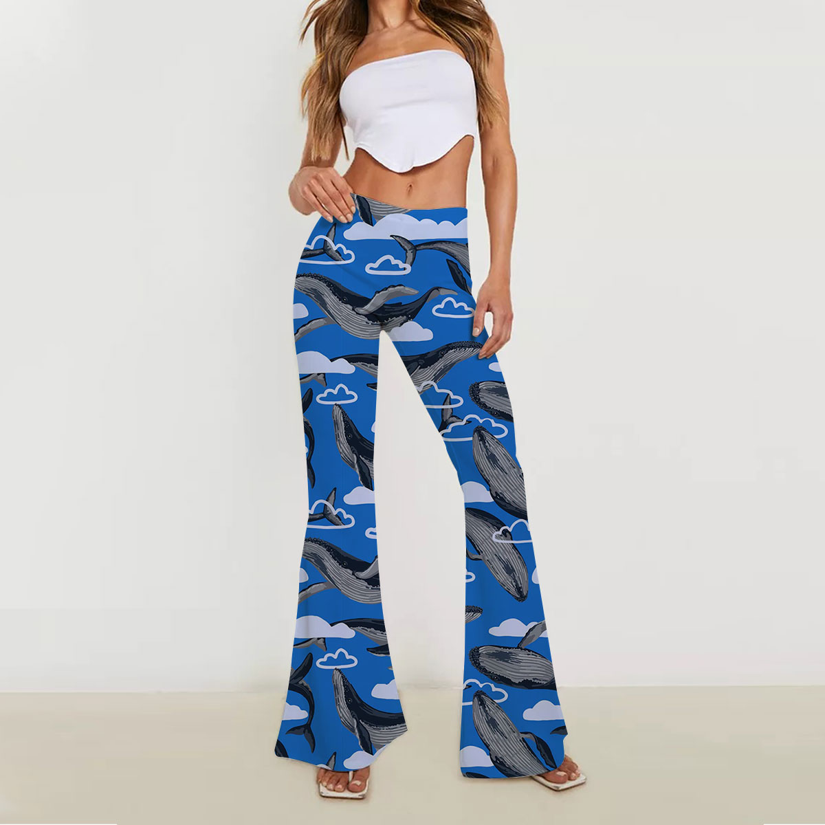 Flying Blue Whale Skinny Flare Pants