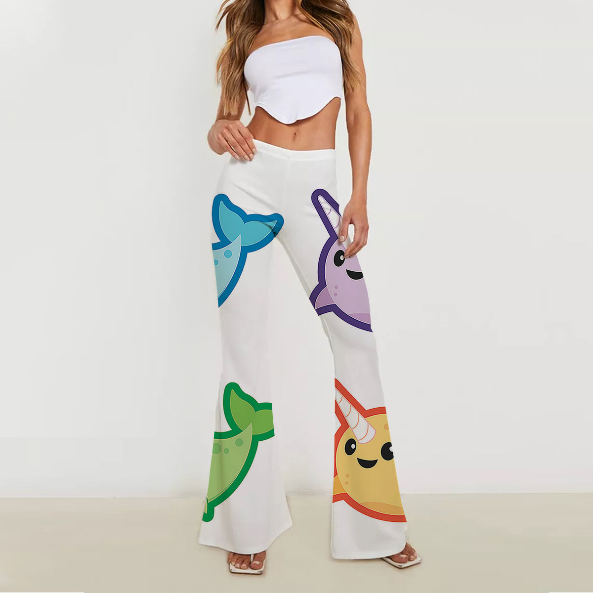 Happy Narwhal Skinny Flare Pants