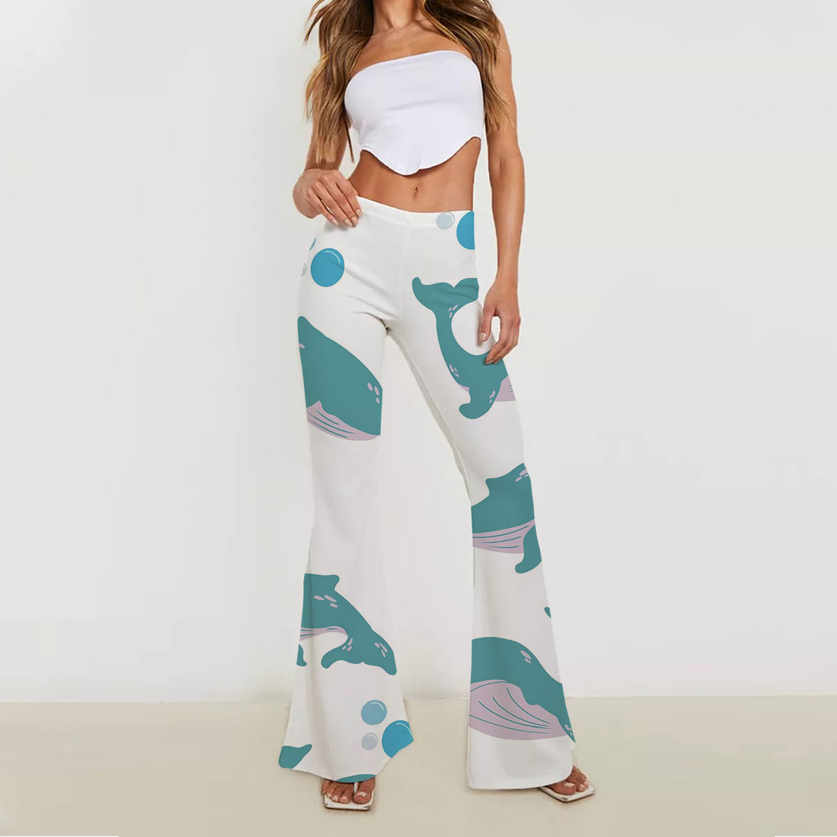 Lovely Blue Whale Skinny Flare Pants