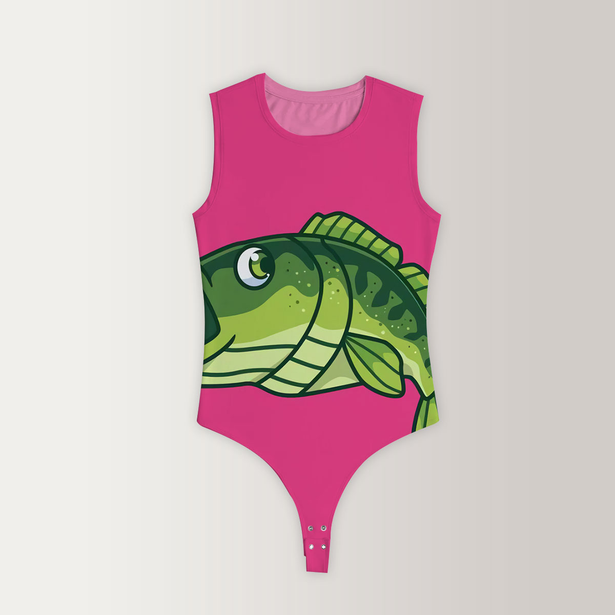 Cartoon Bass Fish Sleeveless Bodysuit