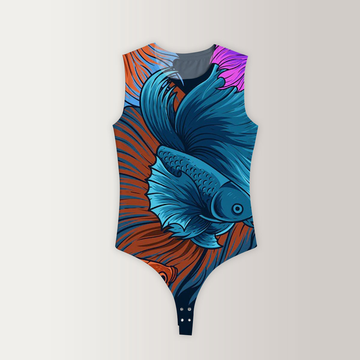 Colorful Cartoon Betta Fish Sleeveless Bodysuit