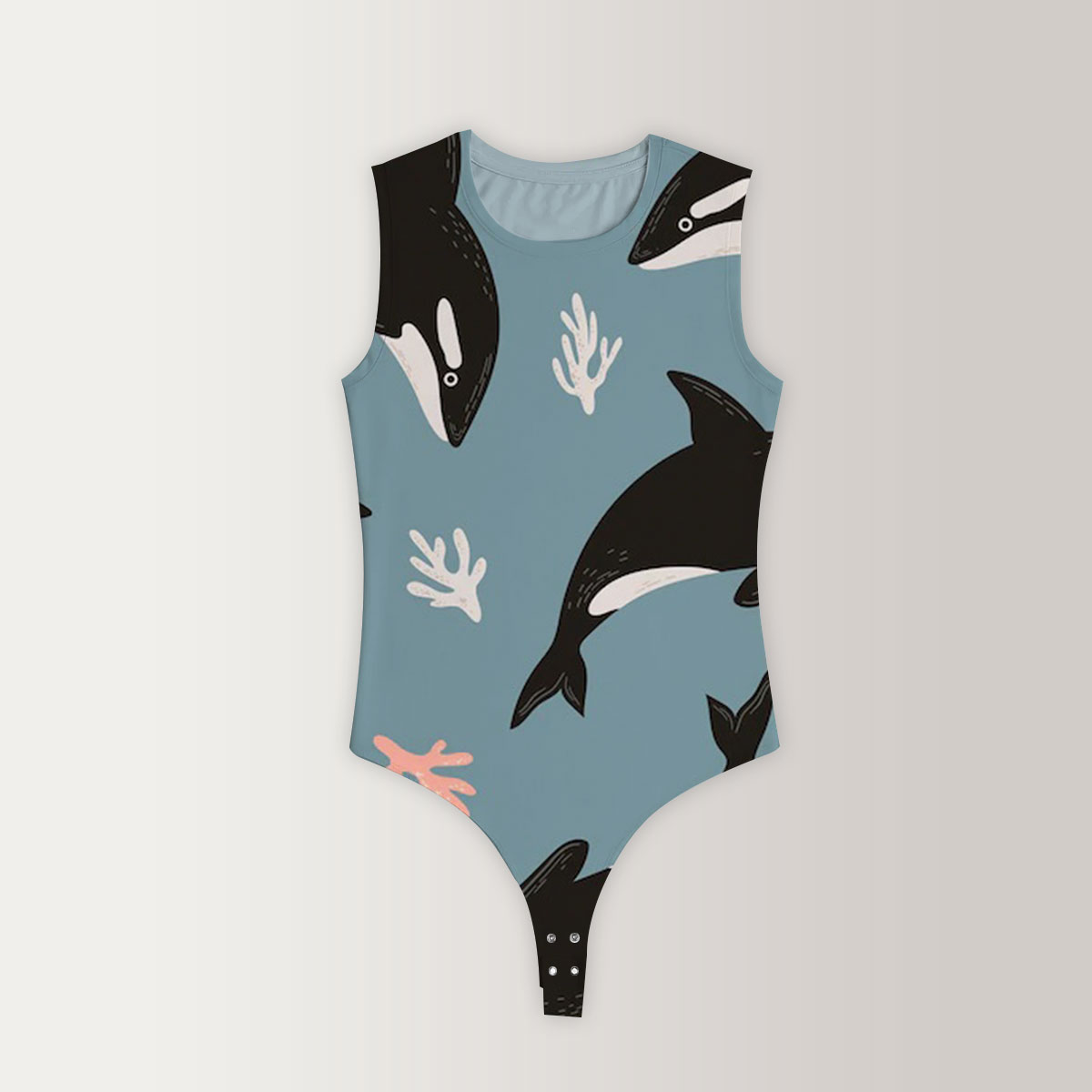 Coral Orca Sleeveless Bodysuit
