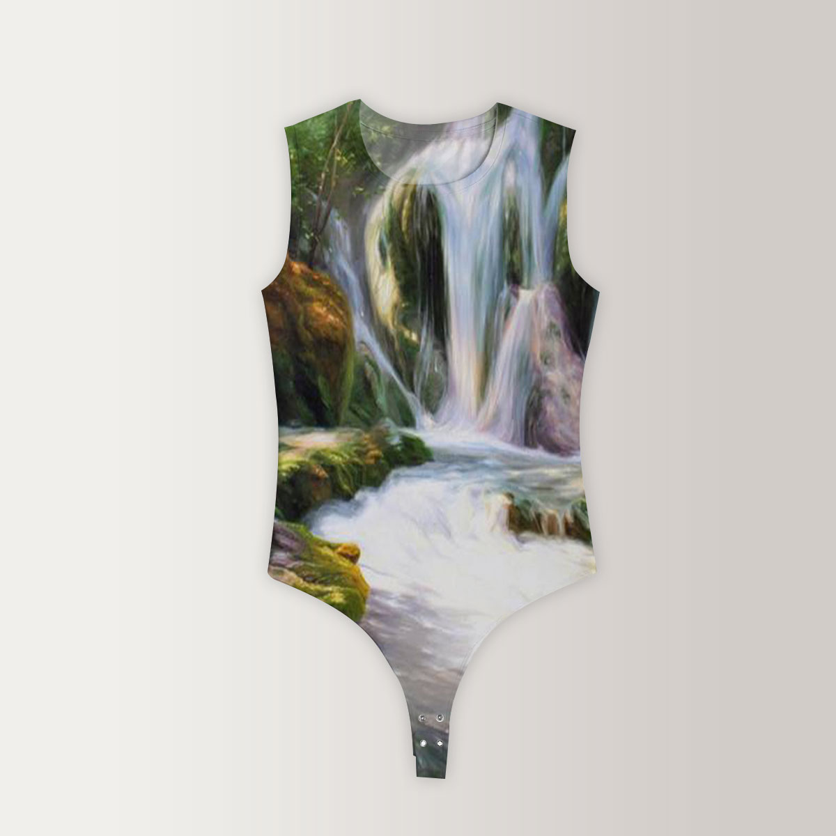 Deep Forest Waterfall Sleeveless Bodysuit
