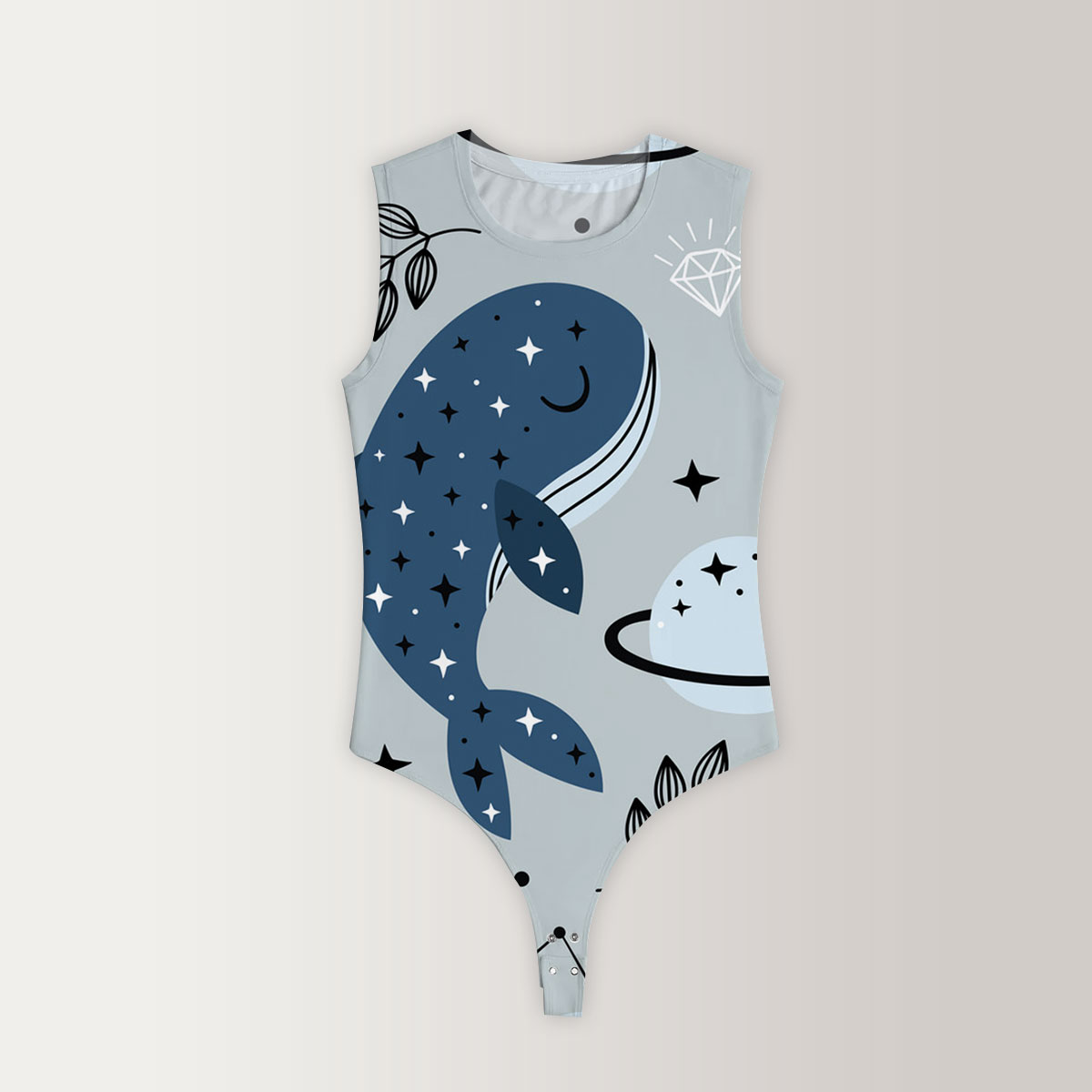 Dreamy Blue Whale Sleeveless Bodysuit