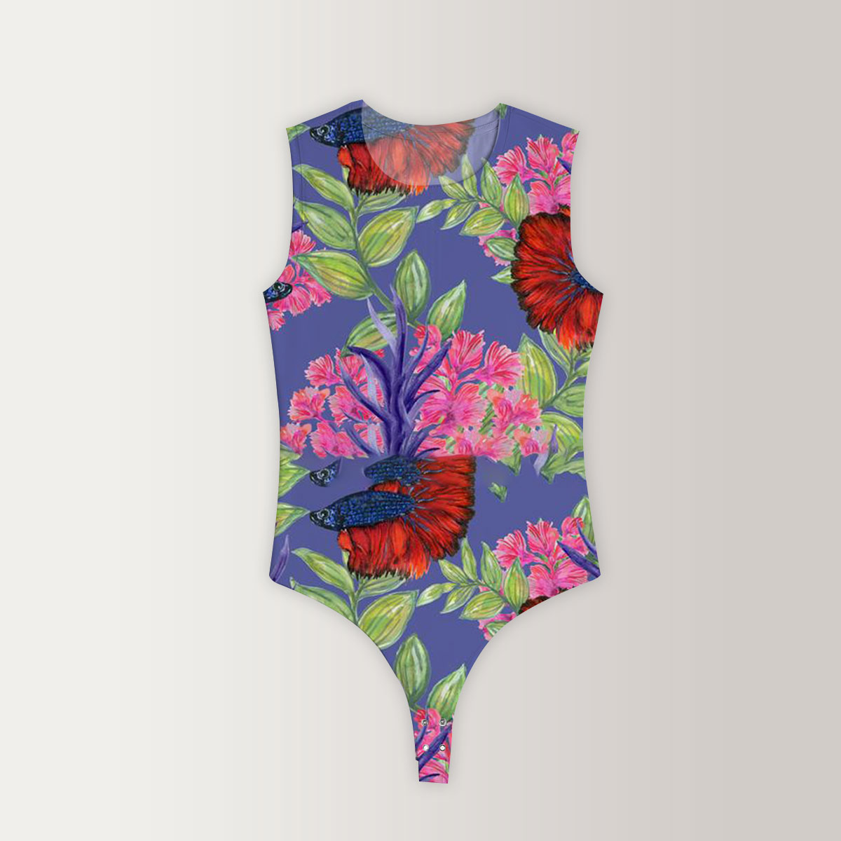 Floral Betta Fish Sleeveless Bodysuit