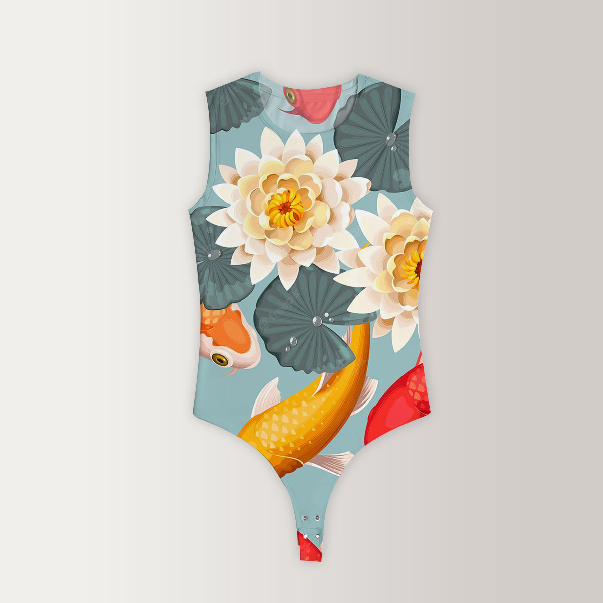 Flower Koi Fish Sleeveless Bodysuit