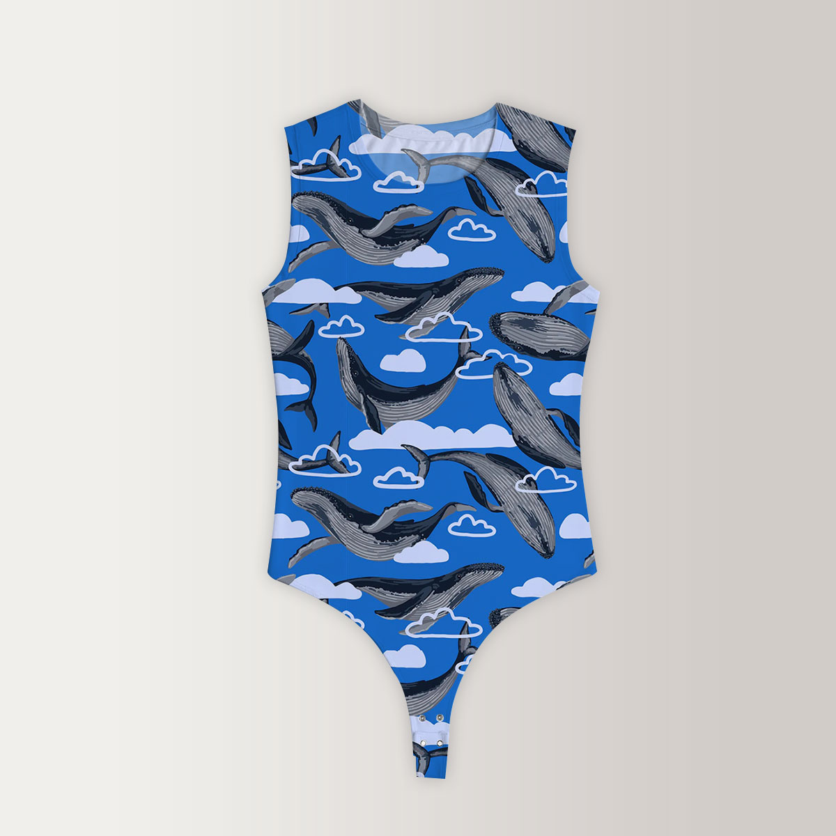Flying Blue Whale Sleeveless Bodysuit