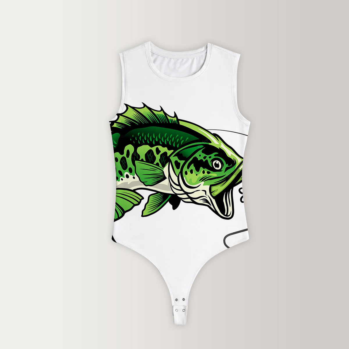 Funny Bass Fish Sleeveless Bodysuit