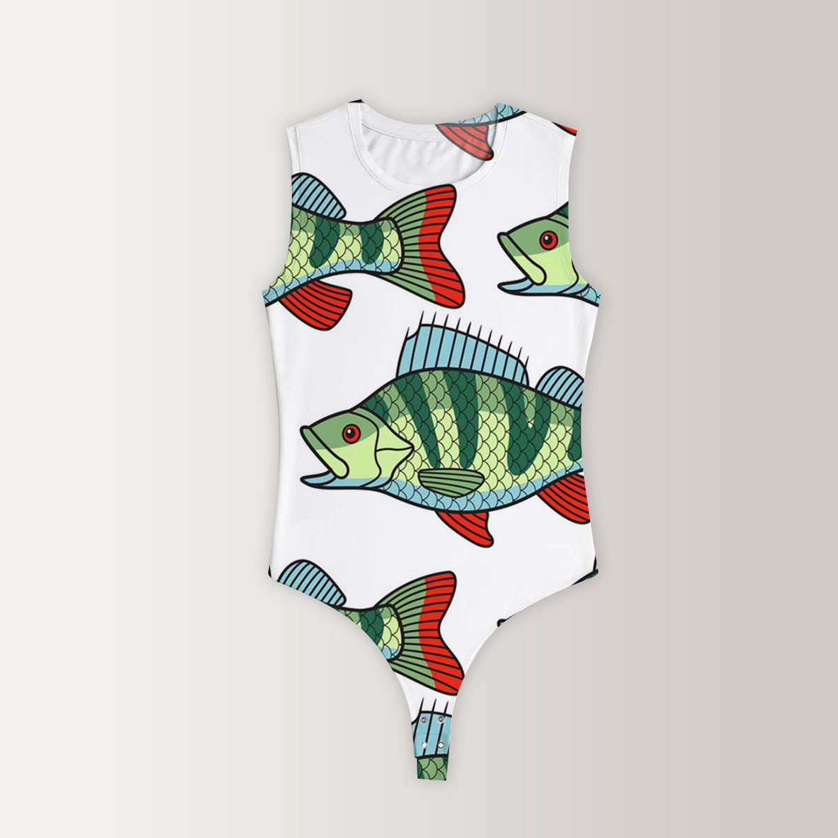 Green Bass Fish Sleeveless Bodysuit