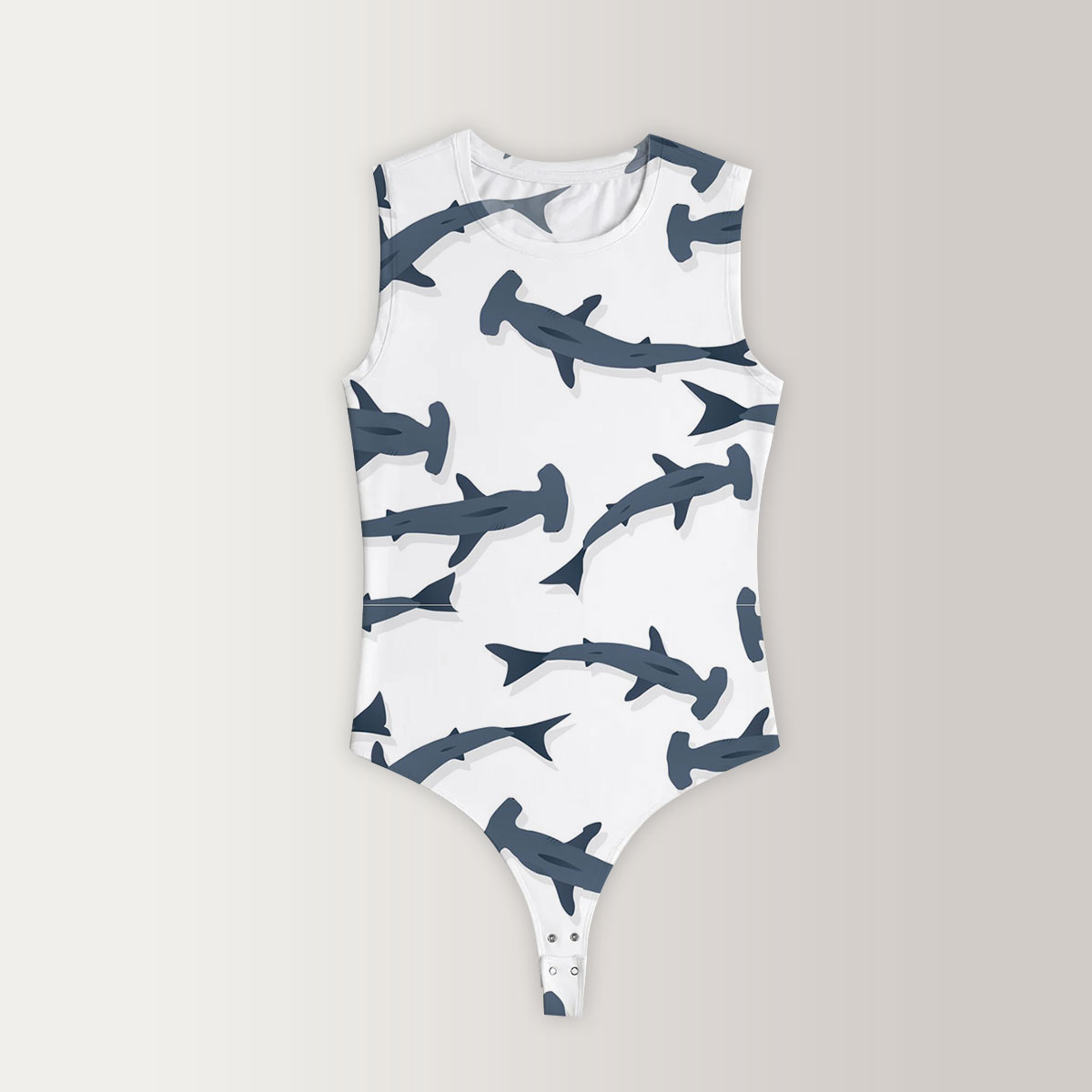 Grey Hammerhead Shark Sleeveless Bodysuit