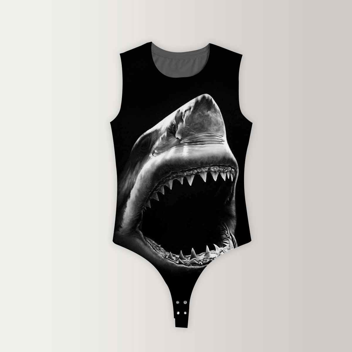 Jaw Great White Shark Sleeveless Bodysuit