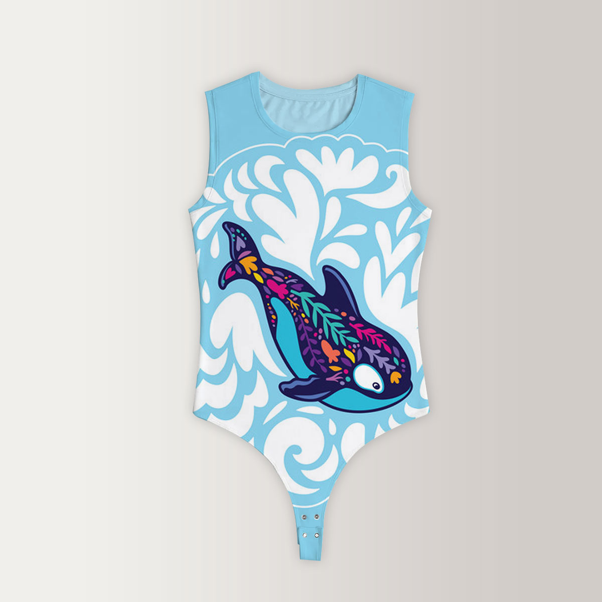 Magnificent Floral Orca Sleeveless Bodysuit