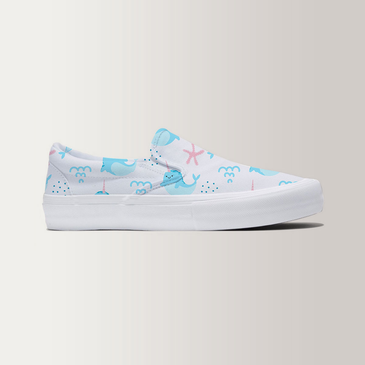 Cartoon Adorable Narwhal Slip On Sneakers